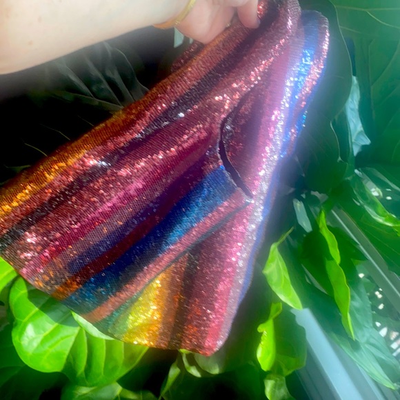 FAB rainbow Sequin Bag Purse Tote - Picture 5 of 12